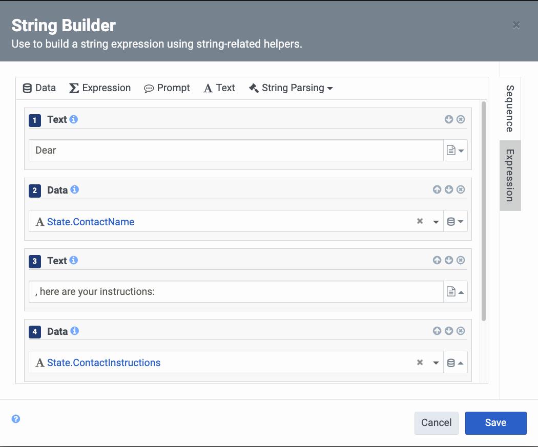 This shows the string builder being used to generate response text.